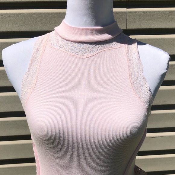 NWT Free People Pink Dale Back Cutout Lace Tank - Picture 7 of 11